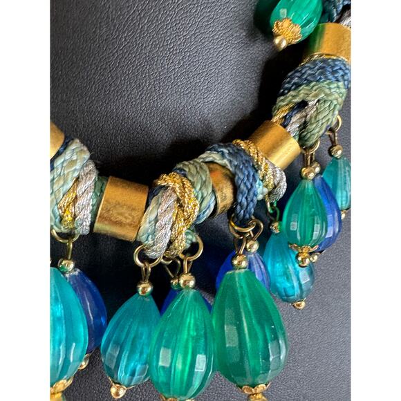 Blue, green, turquoise colored cha Cha on cords.  16” - Picture 6 of 7